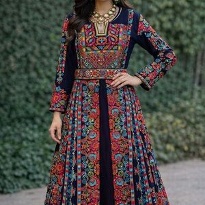 Vibrant Floral Embroidered Dress